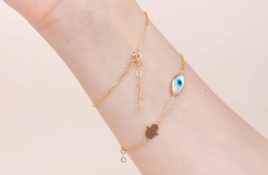 Pulsera bañada en oro de nácar