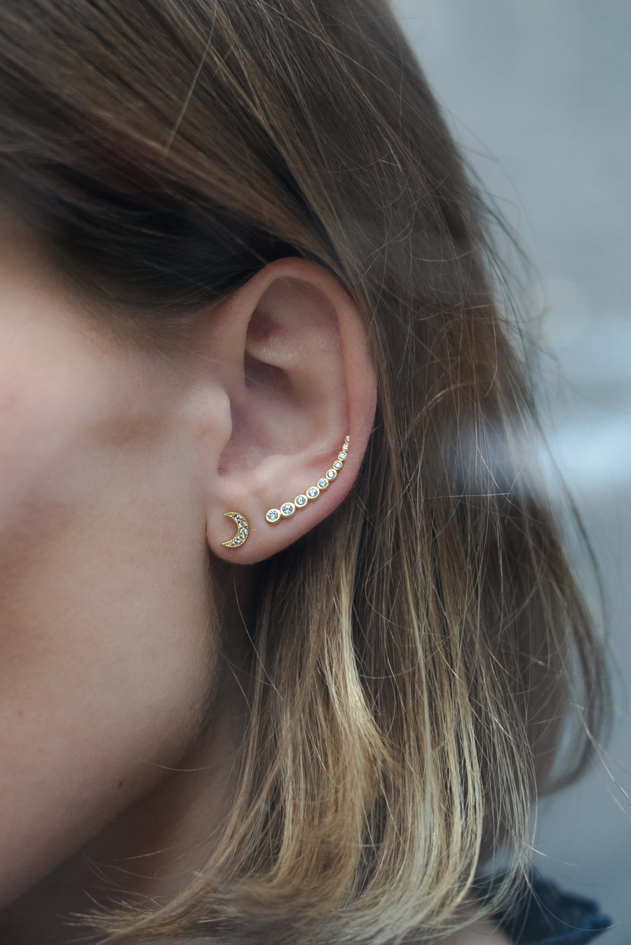 Crescent Moon Studs