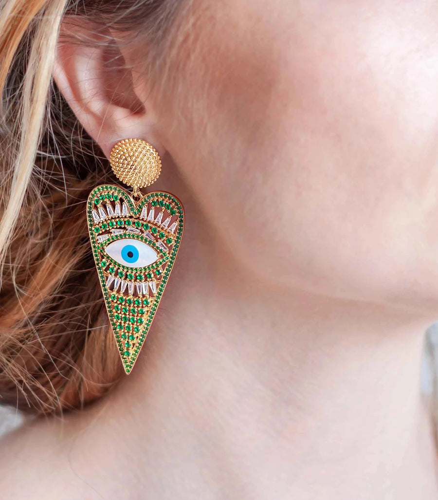Heart shop eye earrings