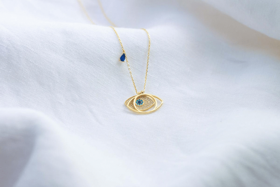 Abstract & Evil Eye Necklace
